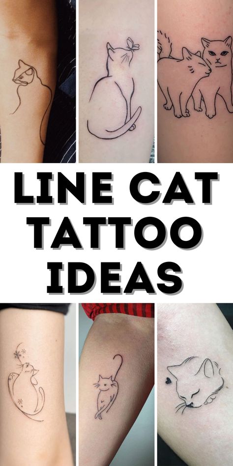 Line Cat Tattoo Ideas: Elegant, Minimalistic, and Timeless Designs Luna Cat Tattoo, Paw Print Tattoo Cat, Cat Fine Line Tattoo, Printable Tattoo Designs Stencil, Line Cat Tattoo, Fine Line Cat Tattoo, Feminine Tattoos Small, Simple Cat Tattoo, Minimalist Cat Tattoo