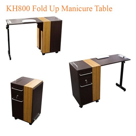 KH800 Fold Up Manicure Table - 47 inches - $495, https://www.salondepot.com/en/product/kh800-fold-up-manicure-table-47-inches/ #nailtable#manicuretable#tablenail#bannail#naildesk#manicure#nail#pedicure#nailcare#nailtech#techniciannail#nailcounter#nailsalon#nailspa#spasalon#tiemnail#salonnail Nail Pedicure, Manicure Station, Polish Display, Manicure Table, Construction Design, Folded Up, Wood Construction, Nail Manicure, Nail Care