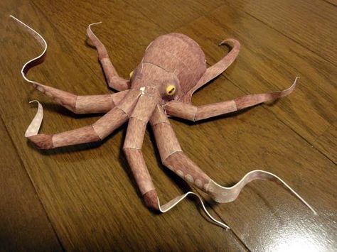 Model Assembled and Photo by Perseus This realistic paper model of an Octupus came from Japan , offered by Akashi City website. The... Plaster Projects, Paper Octopus, Octopus Thigh Tattoos, Octopus Crochet Pattern Free, 3d Octopus, Octopus Crafts, Dumbo Octopus, Paper Mache Projects, Octopus Tattoo Design