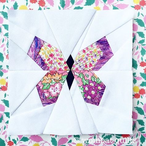 Butterfly Paper Piecing Patterns Free, Paper Pieced Butterfly Free Pattern, Butterfly Quilt Pattern Free, Butterfly Quilt Blocks Free Pattern, Patterns For Quilting, Quilted Butterfly, Butterfly Quilts, Paper Peicing Patterns, Butterfly Quilt Pattern