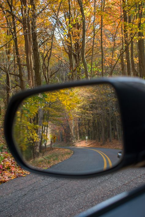 Road behind captured in car mirror Autumn Car Aesthetic, Fall Road Trip Aesthetic, Fall Drive, Autumn Cup, Mirror Photography, Beach Instagram Pictures, Autumn Wallpaper, Fall Road Trip, Rosé Aesthetic