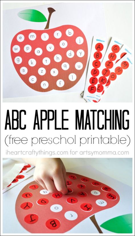 Alphabet Apple Matching Printable for Preschoolers. A fun way for preschoolers to practice matching upper and lowercase letters. Apples Math Preschool, Free Apple Theme Prek Activities, Apples Language Arts Preschool, Apple Alphabet Match, Apple Themed Math Activities, Preschool Apple Theme, Apple Preschool, Apple Activities, Alphabet Matching