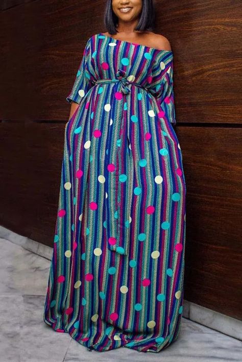 ac796a52db3f16bbdb6557d3d89d1c5adesc45464712ri Stripe Fashion, Long African Dresses, African Styles, African Maxi Dresses, Blue Print Dress, Classy Dress Outfits, African Print Fashion Dresses, African Fashion Women, African Clothing Styles