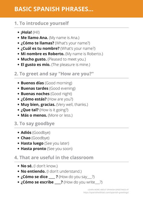 Tap the image to learn basic spanish greetings, farewells and phrases. Basic Phrases In Spanish, Spanish Phrases For Teachers, Spanish To English Flashcards Free Printable, Basic Words In Spanish, Basic Spanish Phrases Travel, Spanish Phrases Worth Knowing, Spanish English Flashcards, Learn Basic Spanish, Easy Spanish Phrases