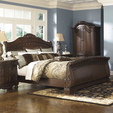 North Shore Bedroom Set, California King Sleigh Bed, Dark Brown Bedrooms, Wood Sleigh Bed, King Sleigh Bed, Queen Sleigh Bed, Murphy Bed Ikea, Sleigh Bedroom Set, Murphy Bed Plans