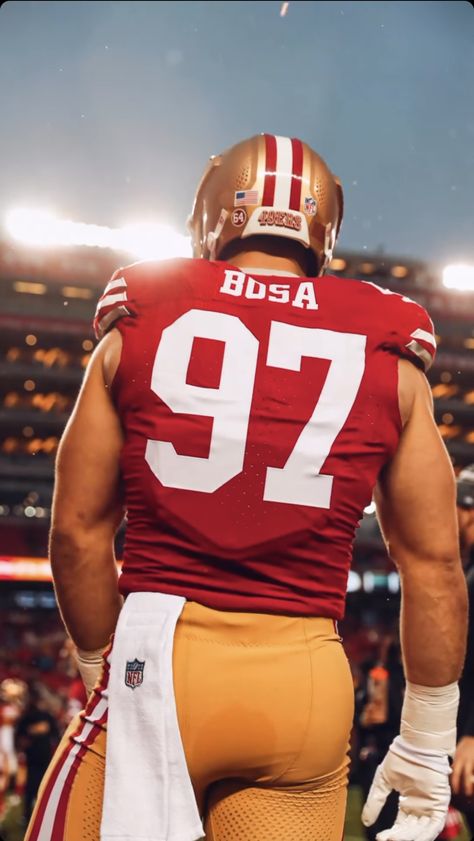 Nfl Players Aesthetic, Niners Wallpaper, 49ers Aesthetic, Nfl Wallpaper Aesthetic, Nick Bosa Wallpaper, 49ers Tattoo, Nfl Aesthetic, Sf Forty Niners, 49ers Wallpaper