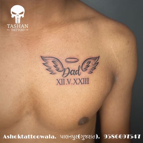 Tattoo Ideas For Men Remembrance, Small Tattoos About Losing A Loved One, Chest Memorial Tattoo Men, Memorial Leg Tattoos For Men, Grandfather Memory Tattoos, Tattoo For My Father, Tattoos For Passed Loved Ones For Men, Tattoo Ideas For Grandpa Who Passed, Dad Memory Tattoos