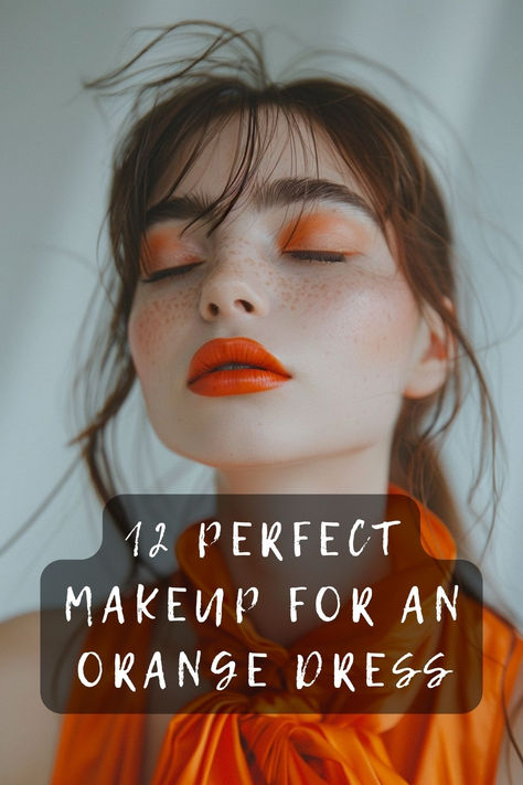 Wearing an orange dress and need the perfect makeup look? I've got you covered! From bold eyeshadow to the right lip color, discover how to create a stunning look that complements your outfit. Click to get all the makeup tips! 💄🍊 #MakeupTips #BeautyHacks #OrangeDress #FashionLook #Glamorous Lip Color For Orange Dress, Make Up For Orange Outfits, Orange Outfit Makeup, Makeup Orange Dress, Makeup For Orange Outfit, Makeup With Orange Dress, Orange Dress Makeup Ideas, Makeup For Orange Dress, Orange Dress Outfit Wedding