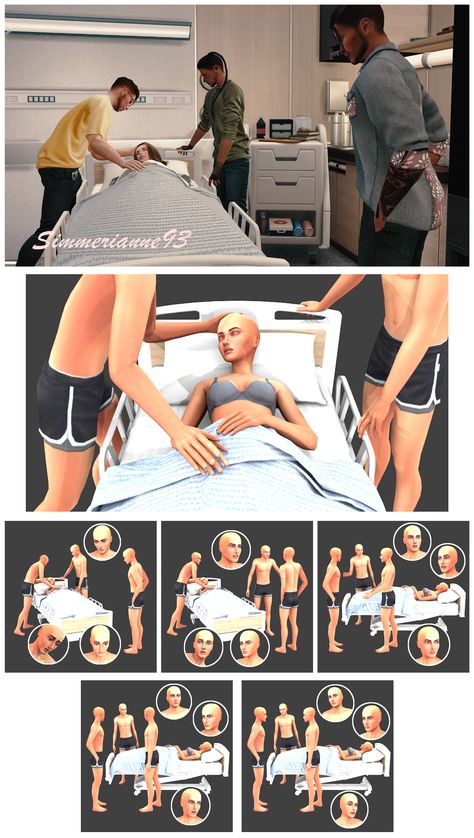 Poses for a group of sims in a hospital - sims 4 poses. #sims4 #ts4 #sims4poses #posessims4 #thesims #sims #coupleposes #poses #soloposes #objectposes #conversationposes #injuredposes #thesims4poses #posesforsims #hospitalposes #groupalposes Sims 4 Grave Poses, Crimson Moon, Sims 4 Poses, Twins Posing, Male Sims, Sims 4 Couple Poses, Sims Poses, Sims 4 Stories, Ts4 Poses