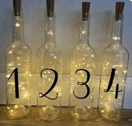 Wine Bottle Table Numbers, Bottle Table Numbers, Wine Bottle Table, Wine Bottle Cork, Blue Wine Bottles, Wine Bottle Centerpieces, Rustic Wedding Table Decor, Wedding Wine Bottles, Wine Bottle Gift Bag