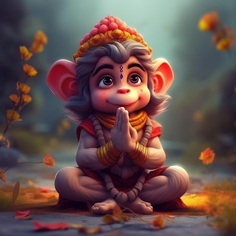 Super cute baby hanuman praying with fol... | Premium Photo #Freepik #photo #indian-god #hanuman #hindu-god #ramayana Cute God Picture, Cute God Pics, Baby Hanuman Hd Wallpaper, God Cute Images, Hanuman Cute Pics, Bal Hanuman Hd Wallpaper, Cute God Images, Cute Bal Hanuman, Baby Hanuman Ji