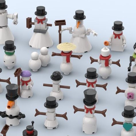 Lego Christmas Village Diy, Classic Lego Building Ideas, Lego Christmas Village Display Ideas, Lego Snowman, Lego Ornaments, Christmas Lego, Lego Christmas Village, Lego Winter Village, Lego Village