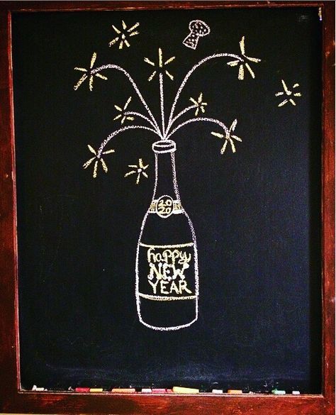 Chalk Pen Window Art New Year, Chalkboard New Years Sign, Nye Chalkboard Art, Chalkboard New Year, New Year’s Eve Chalkboard Art, New Years Chalkboard Ideas, New Years Window Painting, Chalk Christmas Art, New Year Chalk Art