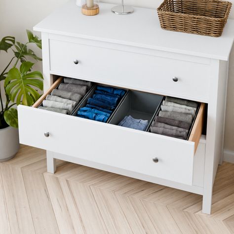 Produkte – Clutter Cover Ikea Hemnes Chest Of Drawers, Hemnes Drawers, Hemnes Chest Of Drawers, Hemnes Dresser, Ikea Hemnes, Storing Clothes, Organize Drawers, Organizing Systems, Drawer Box