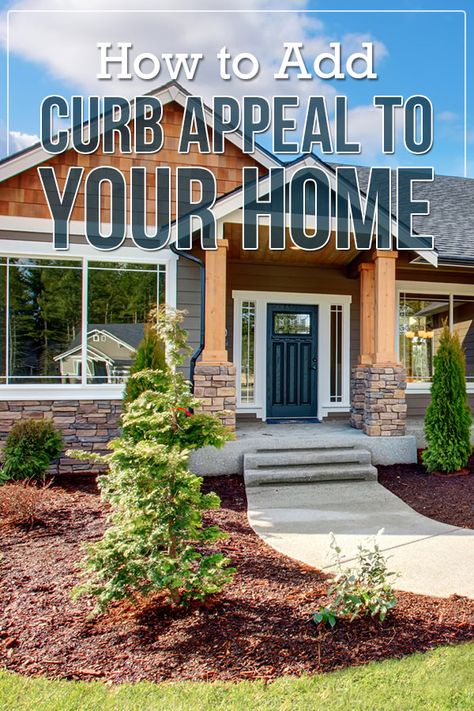 15 ways to improve your home's curb appeal. #curbappeal #homeimprovement Landscape Curb Appeal, Updating Front Of House, Farmhouse Curb Appeal Landscaping, Fall Curb Appeal Front Yards, Farmhouse Curb Appeal, Curb Appeal Before And After, House Curb Appeal Ideas, Adding Curb Appeal To A Flat House, Curb Appeal For Selling A House