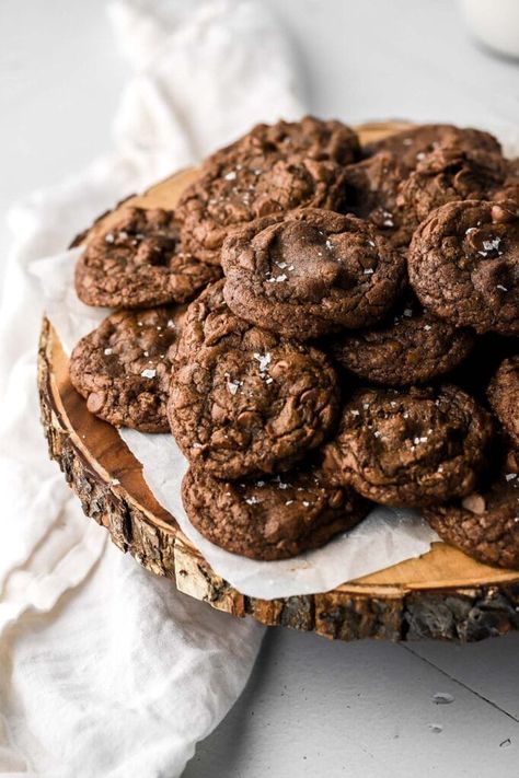 Salted Cookies, Cookies With Milk, Double Chocolate Chip Cookie Recipe, Double Chocolate Chip Cookie, Giant Chocolate Chip Cookie, Double Chocolate Chip Cookies, Salt Flakes, Gluten Free Sweet, Sweet Recipes Desserts