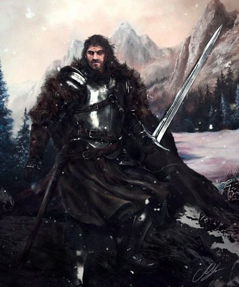 m Fighter Plate Armor Cloak Greatsword Conifer forest Hills winter snow med (9) Brandon Stark, Eddard Stark, Ned Stark, Game Of Thrones Artwork, Asoiaf Art, Gra O Tron, Wild Wolf, Game Of Thrones Art, Game Of Thrones Fans