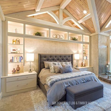 Log And Timber Homes, Bedroom Built Ins, Timber Homes, Muebles Living, Timber Frame Homes, Golden Eagle, Log Cabin Homes, Timber House, Cabin Homes