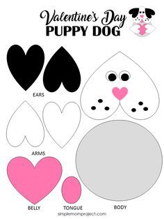 See this post for a FREE printable template to make your own Valentine's Day Puppy Dog! This simple DIY Dog Valentine's Day card is an easy craft for toddlers, big kids and adults to make. Great for classroom Valentine's Day art projects. #ValentinesDayCard #ValentinesDayCrafts Heart Animals For Kids, Valentine Sack Ideas Paper Bags, Valentines Day Cards For Kids To Make, Valentine Crafts For Kids Elementary, Valentines Kids Crafts, Puppy Crafts, Saint Valentin Diy, Valentines Bricolage, Valentine Art Projects