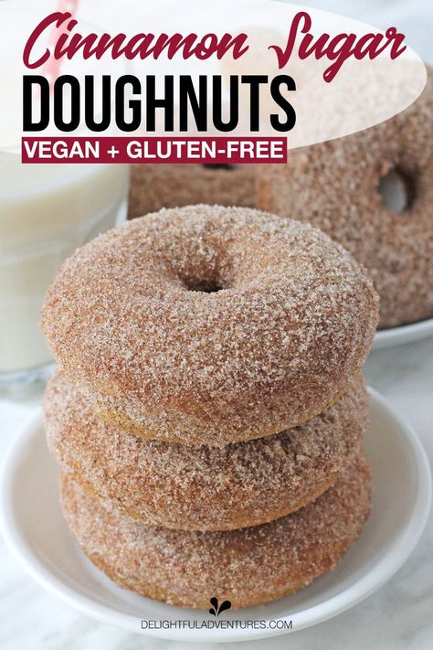 Cinnamon Sugar Cake, Gluten Free Donuts Baked, Dairy Free Donuts, Gluten Free Donut Recipe, Vegan Donut Recipe, Gluten Free Doughnuts, Cake Doughnuts, Vegan Doughnuts, Gluten Free Yeast Free