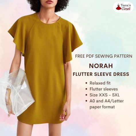 Norah flutter sleeve dress PDF sewing pattern – Tiana's Closet Flutter Sleeve Pattern, Paper To Print, Raglan Sleeve Pattern, Save The Earth, Free Pdf Sewing Patterns, Free Pdf Pattern, Womens Sewing Patterns, Hp Laptop, Print Out