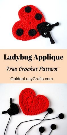 Crochet Ladybug Applique Pattern Free, Ladybug Granny Square, Crochet Ladybug Pattern Free, Crocheted Ladybug, Ladybug Crochet Pattern, Ladybug Applique, Ladybug Crochet, Crochet Kindness, Valentine's Day Crochet