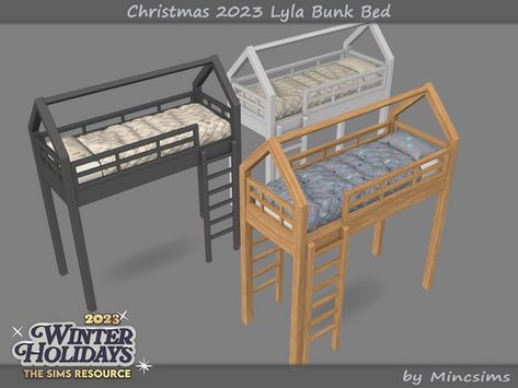 The Sims Resource - Christmas 2023 Lyla Bunk Bed Sims 4 Bunk Bed, Sims 4 Bunk Bed Cc, 4 Bunk Bed, Pink Toddler Bed, Hippie Bed, 4 Bunk Beds, Sims 4 Beds, Rattan Bed, Fluffy Bedding