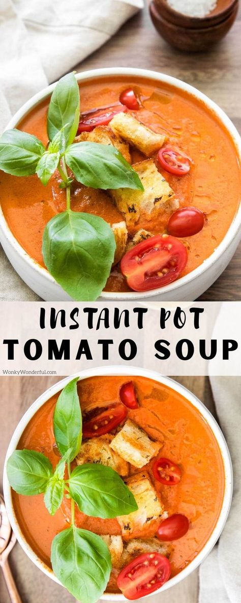 Instant Pot Tomato Soup is an easy and comforting lunch or dinner. This is the perfect pressure cooker recipe for beginners. Instant Pot Tomato Soup, Tomato Bisque Soup, Fresh Tomato Soup, Creamy Tomato Basil Soup, Dip Recipes Appetizers, Pressure Cooker Recipe, Recipe For Beginners, Pressure Cooking Recipes, Cooking Tomatoes