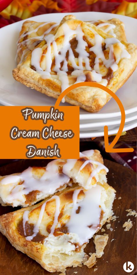 Pumpkin Pie Danish, Pumpkin Pie Croissant, Pumpkin Danish Cream Cheeses, Pumpkin Cream Cheese Danish Puff Pastry, Pumpkin Danish Recipe, Puff Pastry Danishes, Pumpkin Kringle Recipe, Mini Cheese Danish, Pumpkin Cheese Danish