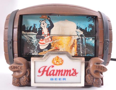 Vintage Beer Signs, Man Cave Items, Hamms Beer, Old Beer Cans, Beer Advertising, Beer Barrel, Motion Lights, Beer Company, Beer Taps