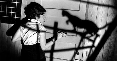 It’s low on gore but high on disturbance, one of the ultimate horror films ever made. German Expressionism Film, Film Noir Photography, Narrative Photography, Noir Movie, Black And White Movie, German Expressionism, The Black Cat, Halloween Movie, Broken Leg