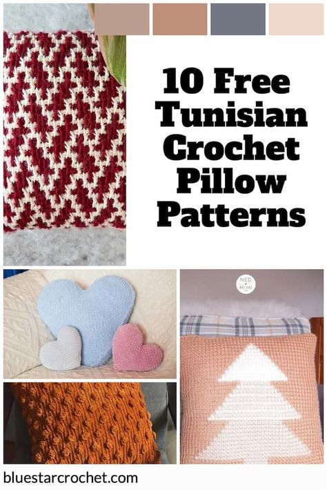 Tunisian Crochet Pillow, Crochet Cushion Pattern Free, Crochet Pillow Cases, Crochet Cushion Pattern, Cushion Cover Pattern, Pillow Covers Pattern, Tunisian Crochet Pattern, Tunisian Crochet Patterns, Tunisian Crochet Stitches