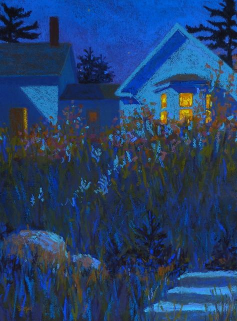 Fireflies and Moonlight VI Original Pastel, Artful Home, Night Art, Painting Inspiration, Landscape Art, Art Girl, Art Inspo, Landscape Paintings, Beautiful Pictures