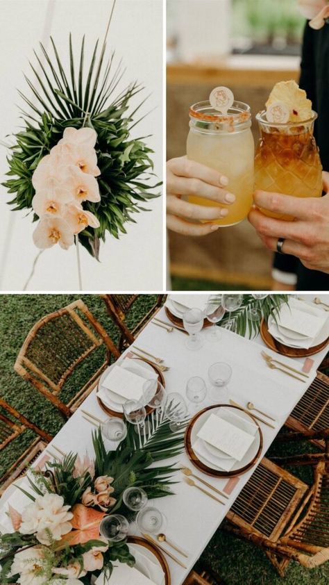 Kauai North Shore Wedding - Destination I Do Boho Tropical Centerpieces Wedding, Tropical Vintage Wedding, Vintage Tropical Wedding, Tropical Formal Wedding, Neutral Tropical Wedding, Hawaii Themed Wedding, Tropical Minimalist Wedding, Moody Tropical Wedding, Tropical Modern Wedding