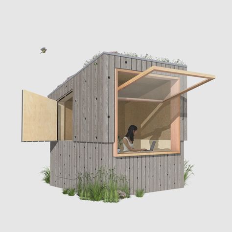 Garden Office Shed, Garden Huts, Build A Garden, Inspiring Homes, Office Shed, Garden Pods, Garden Cabins, Studio Shed, External Cladding