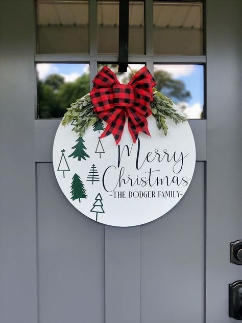 Excited to share the latest addition to my #etsy shop: Christmas Front Door Decor | Christmas Wreath | Personalized Christmas Sign | Last Name Sign | Christmas Decor | Merry Christmas https://etsy.me/3RZdaLX Last Name Christmas Sign, Wooden Circle Door Signs Christmas, Round Front Door Sign Christmas, Christmas Front Door Ideas, Christmas Wood Door Hangers, Cricut Round Wood Signs Christmas, Christmas Door Signs, Christmas Signs Wood Wreaths & Garlands, Round Chhristmas Door Signs