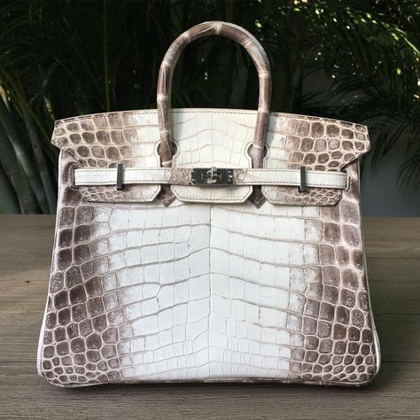 Hermès 25cm Birkin | Blanc Himalayan Matte Niloticus Crocodile | Palladium Hardware Street Style Handbags, Alligator Handbags, Beige Handbags, Colorful Handbags, Womens Designer Bags, Suede Handbags, Handbag Outfit, Birkin Kelly, Perfect Handbag