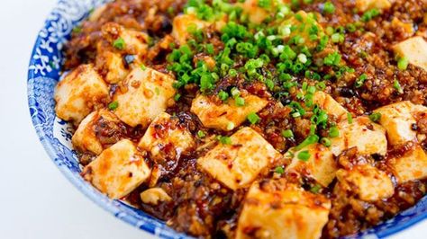 Mapo Tofu can be found in almost any Chinese restaurant around the world with hundreds of variations adapting the piquant original to suit local tastes. Mapo Tofu Recipe, Ma Po Tofu, Pbs Food, Mapo Tofu, Takeout Food, Low Sodium Chicken Broth, Minced Meat, Chinese Dishes, Tofu Recipes