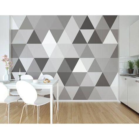 Geometric Pattern Wall, Geometric Wall Paint, Wall Paint Patterns, Accent Wall Designs, Room Wall Painting, Bedroom Wall Designs, Wallpaper Interior, Bedroom Wall Paint, Accent Wall Bedroom