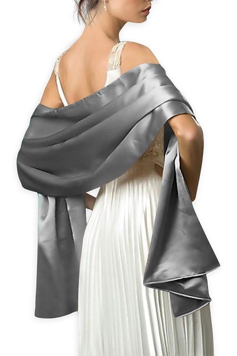 Satin Bridal Evening Shawls Scarves - Silver - CO12N2SGJZR - Scarves & Wraps, Fashion Scarves  #Scarves #Wraps #fashionscarves #fashionwomen #outfits #Fashion Scarves Shrugs For Women, Formal Wedding Party, Evening Shawls, Bridal Shawl, Satin Evening Dresses, Bridal Wrap, Wedding Shawl, Wedding Wraps, Scarf Dress