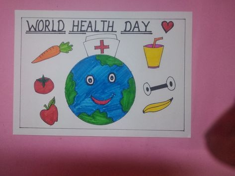 Health Is Wealth Drawing, Health Is Wealth Poster Drawing, World Health Day Drawing, Health Is Wealth Poster, World Health Day Poster, Health Day Poster, Drawing For Competition, Health Is Wealth, World Health Day