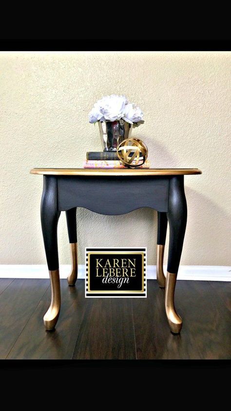 How to transform any piece of furniture into a piece you love - HeatherStudios Vanity Table Refurbished, Gold Nightstand, Painted Night Stands, Kursi Bar, Western Furniture, Diy Furniture Renovation, Furniture Rehab, Table Makeover, Furniture Renovation