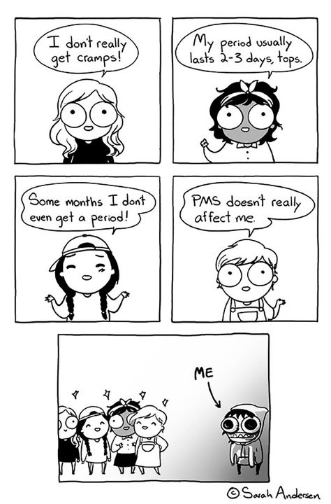 10+ Hilariously Honest Comics By Introvert Artist Sarah Scribbles Sarah Comics, Saras Scribbles, Sarah Scribbles, Sarah Anderson Comics, Girl Period, Period Jokes, Sarah's Scribbles, Sarah Andersen, Aunt Flo