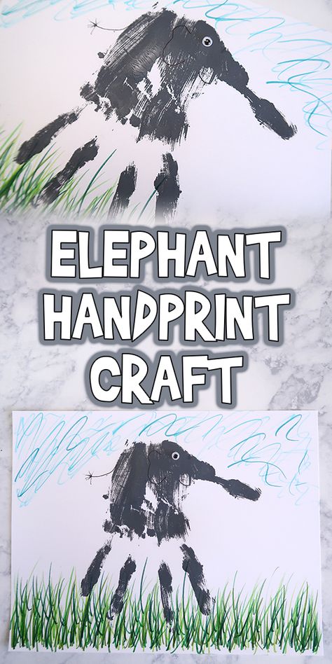 Easy Elephant Handprint Craft | Woo! Jr. Kids Activities Preschool Elephant Crafts, Crow Poem, Elephant Handprint, Animal Crafts Preschool, Elmer The Elephants, World Elephant Day, Elephant Crafts, Rumble In The Jungle, Eyfs Activities