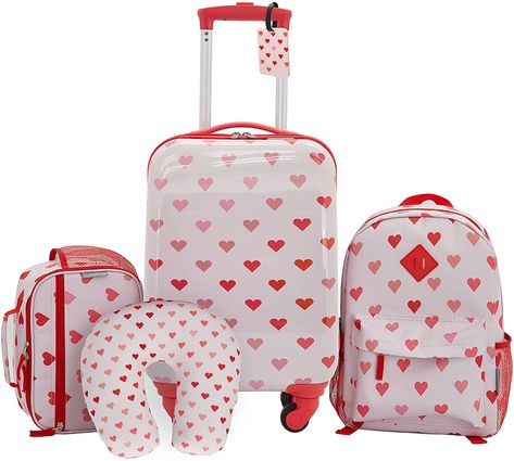 Amazon.com | Travelers Club Kids' 5 Piece Luggage Travel Set, Thumbprint Heart | Luggage Sets Kids Luggage Sets, Travel Luggage Set, Carryon Luggage, Childrens Luggage, Cute Luggage, Best Luggage, Unicorn Kids, Neck Pillow Travel, Color Heart