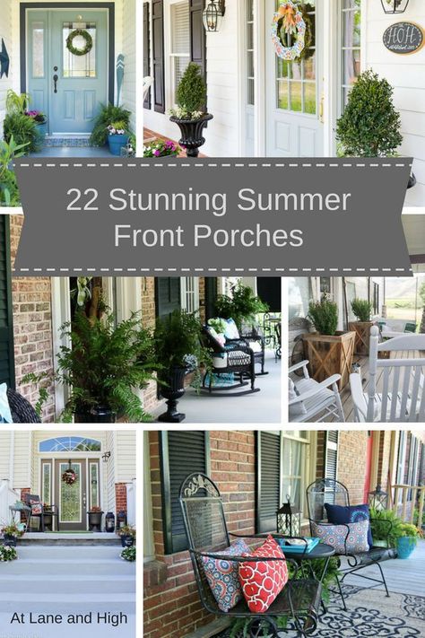 What does the term "porch" mean to you?  It probably depends on where you live.  Porches in the South are different from them in the North and to the West.  Today I have put together 22 different porches for you to get Summer Porch Decorating Ideas from. Summer Front Porch Ideas, Front Porch Furniture, Summer Porch Decor, Building A Porch, Summer Front Porches, Porch Decorating Ideas, Rustic Porch, Summer Porch, Porch Furniture