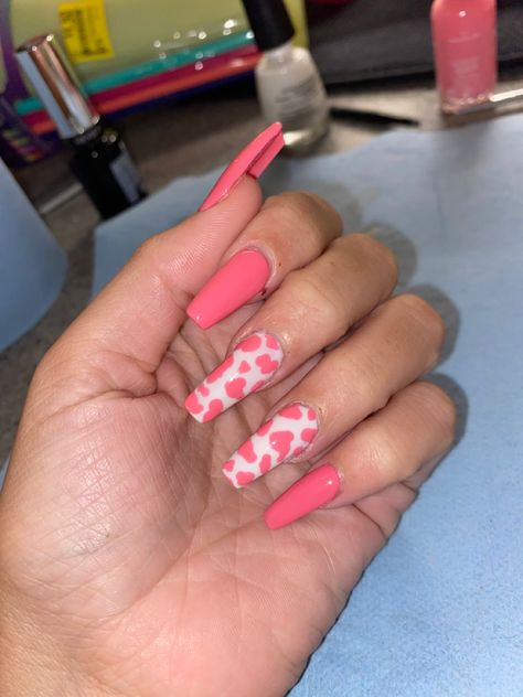 Strawberry Cow Nails, Strawberry Cow, Cow Nails, Halloween 2023, Nail Inspo, Acrylic Nails, Cow, Nail Designs, Nails