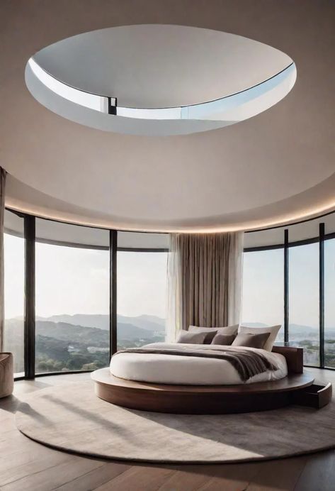 39 Modern Bedroom Designs: Where Comfort Meets Sleek Style 29 Round Bed Aesthetic, Bedroom Design Styles, Round Bed, Smart Glass, Apartment Bedroom Decor, Round Beds, House Construction Plan, Apartment Bedroom, Modern Bedroom Design