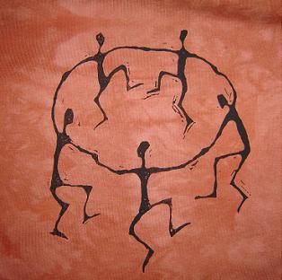 Small Afrocentric Tattoos For Women, Dancing Circle Tattoo, Paleolithic People, Togetherness Art, Hippy Tatoos Free Spirit, Circle Aesthetic, Petroglyphs Art, Cave Painting, Cave Drawings