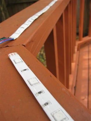 LED Deck Lighting- in Color! : 12 Steps (with Pictures) - Instructables Deck Lighting Ideas, Deck Over Concrete, Deck Stair Lights, Outdoor Deck Lighting, Big Deck, Led Deck Lighting, Stair Lights, Deck Posts, Deck Stairs